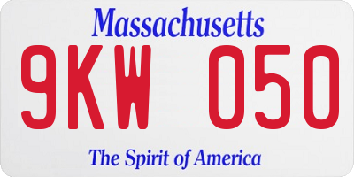 MA license plate 9KW050
