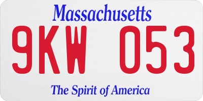 MA license plate 9KW053