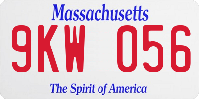 MA license plate 9KW056