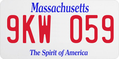 MA license plate 9KW059