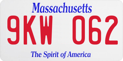 MA license plate 9KW062