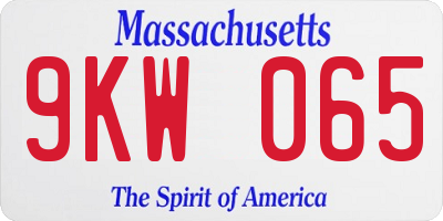 MA license plate 9KW065