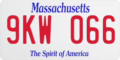 MA license plate 9KW066