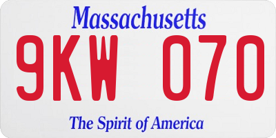 MA license plate 9KW070
