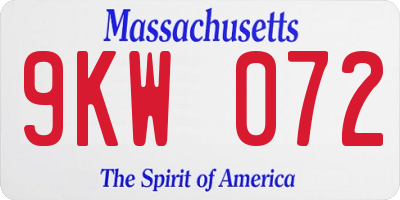 MA license plate 9KW072