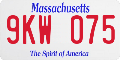 MA license plate 9KW075