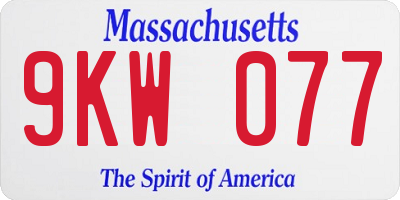 MA license plate 9KW077