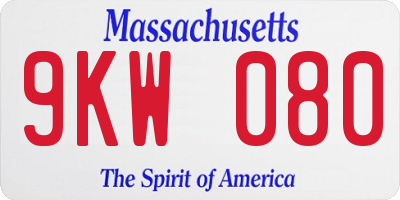 MA license plate 9KW080