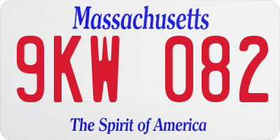 MA license plate 9KW082