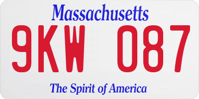 MA license plate 9KW087