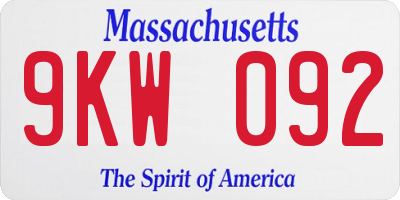 MA license plate 9KW092