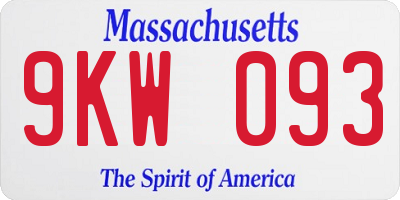 MA license plate 9KW093