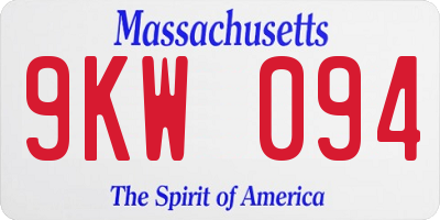 MA license plate 9KW094