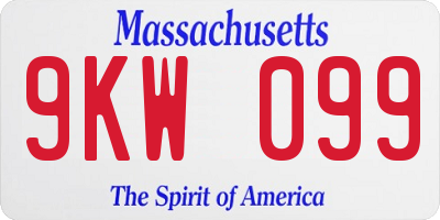 MA license plate 9KW099