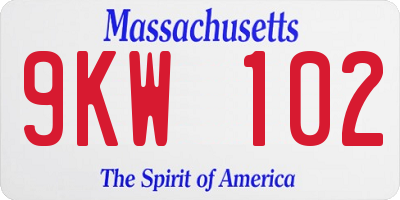 MA license plate 9KW102