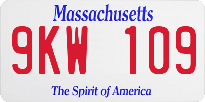 MA license plate 9KW109