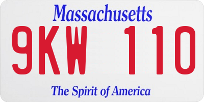MA license plate 9KW110