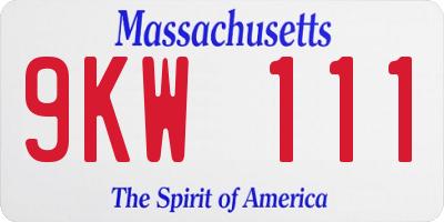 MA license plate 9KW111