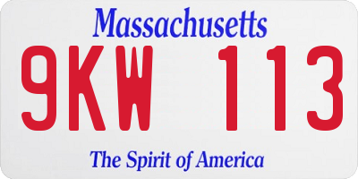 MA license plate 9KW113