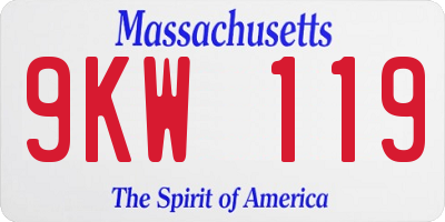 MA license plate 9KW119