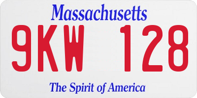 MA license plate 9KW128