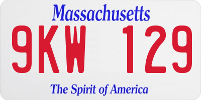 MA license plate 9KW129