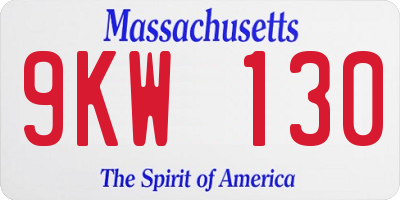 MA license plate 9KW130