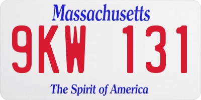 MA license plate 9KW131