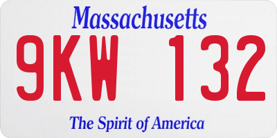 MA license plate 9KW132