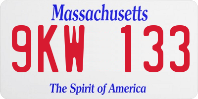 MA license plate 9KW133
