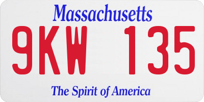 MA license plate 9KW135