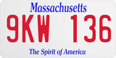 MA license plate 9KW136
