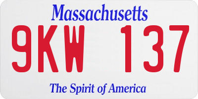 MA license plate 9KW137