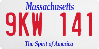 MA license plate 9KW141