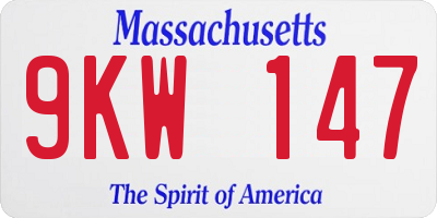 MA license plate 9KW147
