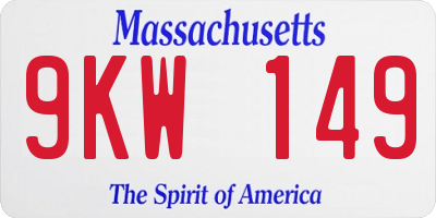 MA license plate 9KW149