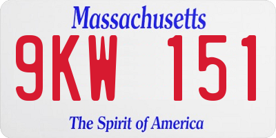 MA license plate 9KW151