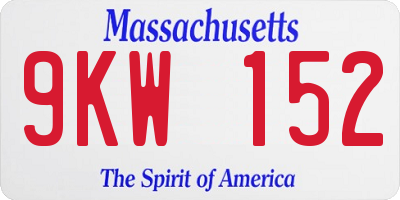 MA license plate 9KW152
