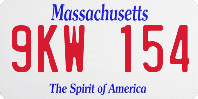 MA license plate 9KW154