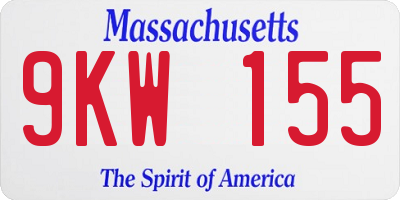 MA license plate 9KW155