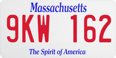 MA license plate 9KW162