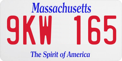 MA license plate 9KW165