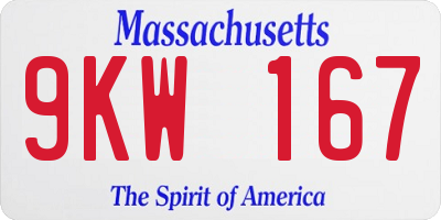 MA license plate 9KW167