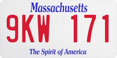 MA license plate 9KW171