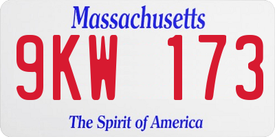 MA license plate 9KW173