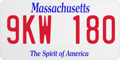 MA license plate 9KW180