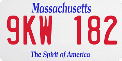 MA license plate 9KW182