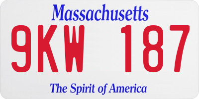 MA license plate 9KW187