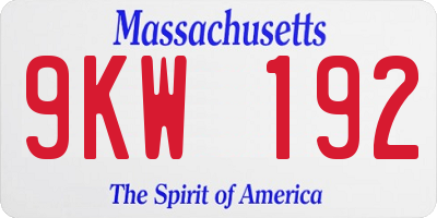 MA license plate 9KW192