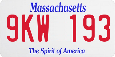 MA license plate 9KW193